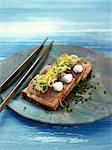 Tuna Tataki with lemon,ginger,wasabi and soya sauce