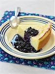 Semolina cake with stewed blueberries