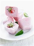 Strawberry-mint ice cubes