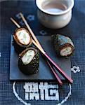 Smoked salmon and Nori leaf rolls