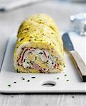 Rolled omelette with ham and cream cheese