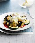 Marinated scallops with grilled vegetables