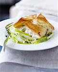 Chicken and leek wrapped in crisp filo pastry