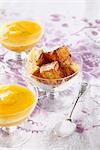 French toast made with soya milk ,verbana -mango soup