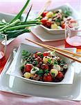 Lentil,mozzarella,tomato and octopus salad