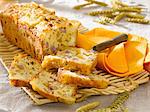 Diced ham,apricot and Tomme goat's cheese savoury cake