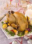 Roast guinea-fowl with mini vegetables