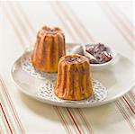 Ewe's cheese Cannelés with black cherry jam