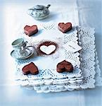 Small heart-shaped chocolate cakes