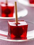 Cherry  liqueur and small griotte cherry jelly cubes