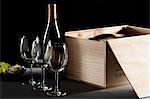 Wooden crate of wine