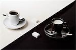 Black and white coffee and milk