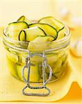 Jar of marinated sliced zucchinis