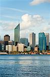 Australia, Western Australia, Perth.  Swan River and city skyline viewed from South Perth.