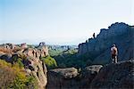 Europe, Bulgaria, Belogradchik, hiker on rock formations at Kaleto Rock Fortress (MR)