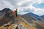 Europe, Bulgaria, hiker in Pirin National Park near Bansko, Unesco World Heritage Site (MR)