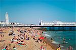 Europe, United Kingdom, Brighton beach and Brighton Pier