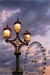 Europe, England, London, Westminster Bridge and Millennium Wheel,