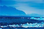 Iceland, eastern region, Jokulsarlon iceberg lagoon, icebergs washed up on the beach