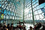 Iceland, Reykjavik, Harpa Concert Hall and Conference Center, the glass facade was designed by Olafur Eliasson and Henning, Culture Night Festival