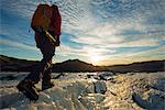 Europe, Iceland, hiker on Myrdalsjokull glacier (MR)