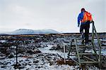 Europe, Iceland, Myvatn, hiker, Hverfell Volcano (MR)