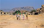 Asia, India, Karnataka, Hampi.  Women working in the Sule bazaar, Hampi.