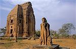 Asia, India, Madhya Pradesh, Gwalior, Gwalior fort.  Teli ka Mandir temple with statue of jain tirthankaras.