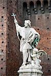 Europe, Italy, Lombardy, Milan, statue at Castle Sforzesco