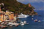 Northern Italy, Italian Riviera, Liguria, Portofino. Boats in the marina of portofino