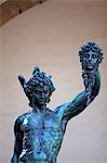 Italy, Tuscany, Florence. Detail of Perseus with the head of the medusa in Piazza della Signoria, sculpted by the famed Benvenuto Cellini. (UNESCO)