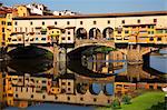 Italy, Tuscany, Florence. The Ponte Vecchio on the Arno river. (Unesco)