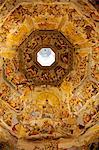 Italy, Tuscany, Florence. Detail of the painted cupola at the Cathedral. (Unesco)