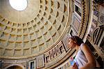 Italy, Lazio, Rome. Tourist admiring the Pantheon. (MR) (Unesco)