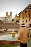 Italy, Lazio, Rome. Young man at the Spanish steps. (MR) (Unesco)