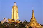 Myanmar, Burma, Sagaing Region, nr. Monywa. At Bodhi Tataung, a kind of Budhhist-themed complex with temples and monasteries, stands the Laykyun Setkyar Buddha, one of the world's largest statues.