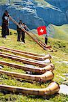 Europe, Swiss Alps, Switzerland, Bernese Oberland, Swiss Alps Jungfrau-Aletsch, Unesco World Heritage site, Jungfrau marathon, Swiss horn players