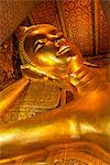 Thailand, Bangkok. The Reclining Buddha at Wat Pho.