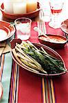 Grilled leeks with spicy sauce