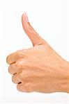 Woman's hand thumbs up