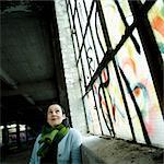 Woman in disused plant