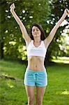 Woman practising yoga, outdoors