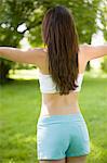 Woman practising yoga, outdoors