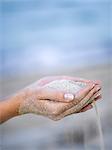 Woman's hands with sand