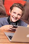 France, young boy with a computer