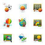 Set of various education and sports related icons