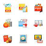 Set of various shopping related icons