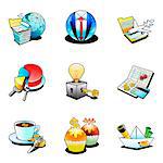 Various business and food icons