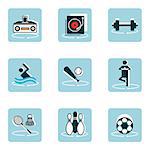 Set of various music and sport related icons