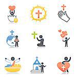 Set of various medical and religion related icons